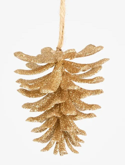 Glitter Hanging Pinecone GOLD