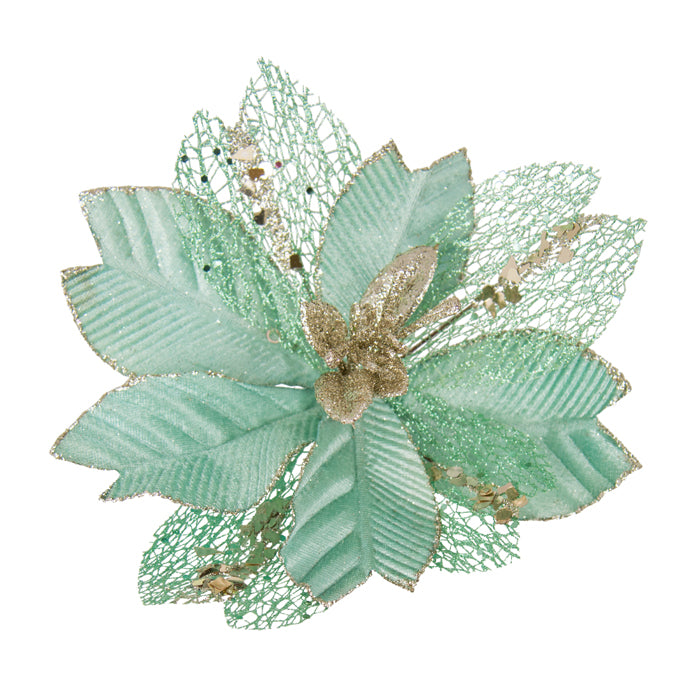 Clip On Pnsettia Mint Champ Sequin