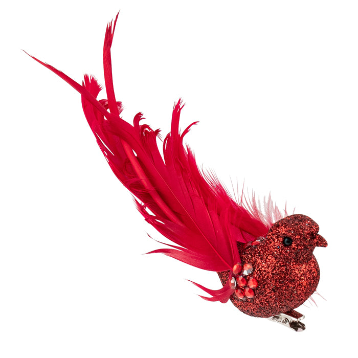 Clip Glitter Bird Tail Red