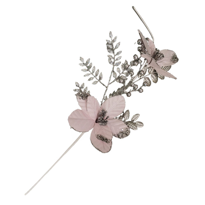 Velvet Magnolia Spray Pink Silver