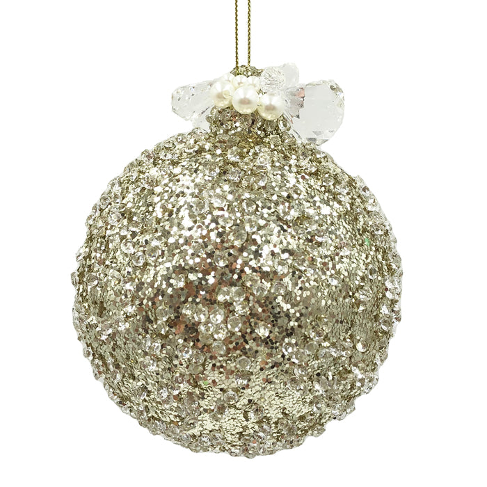 Glass 10cm Bauble Champagne Crust