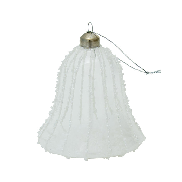 Glass 11cm Clear White Bell