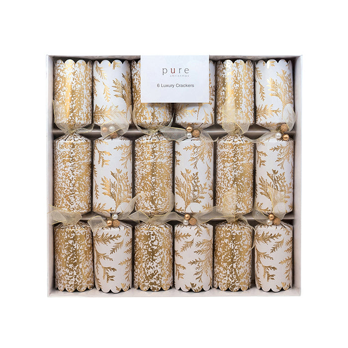 Luxury Cracker White W/Gold Fern