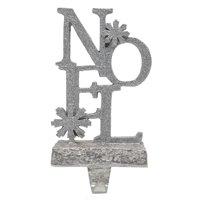 Resin Stocking Holder Noel Silver