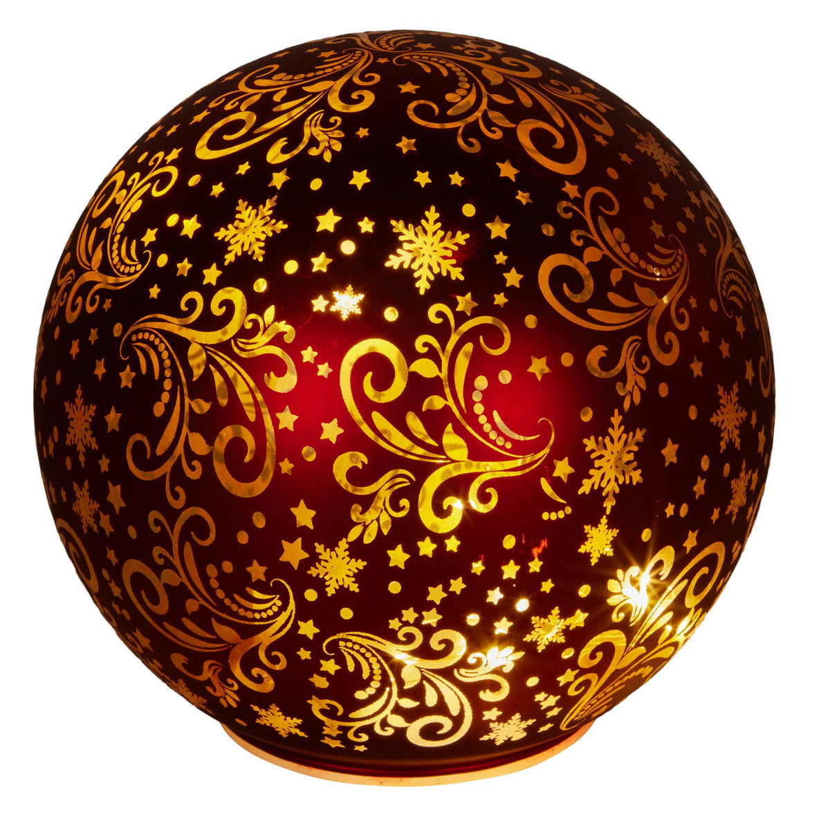 Set of 3 Light Up Spheres Red with Gold
