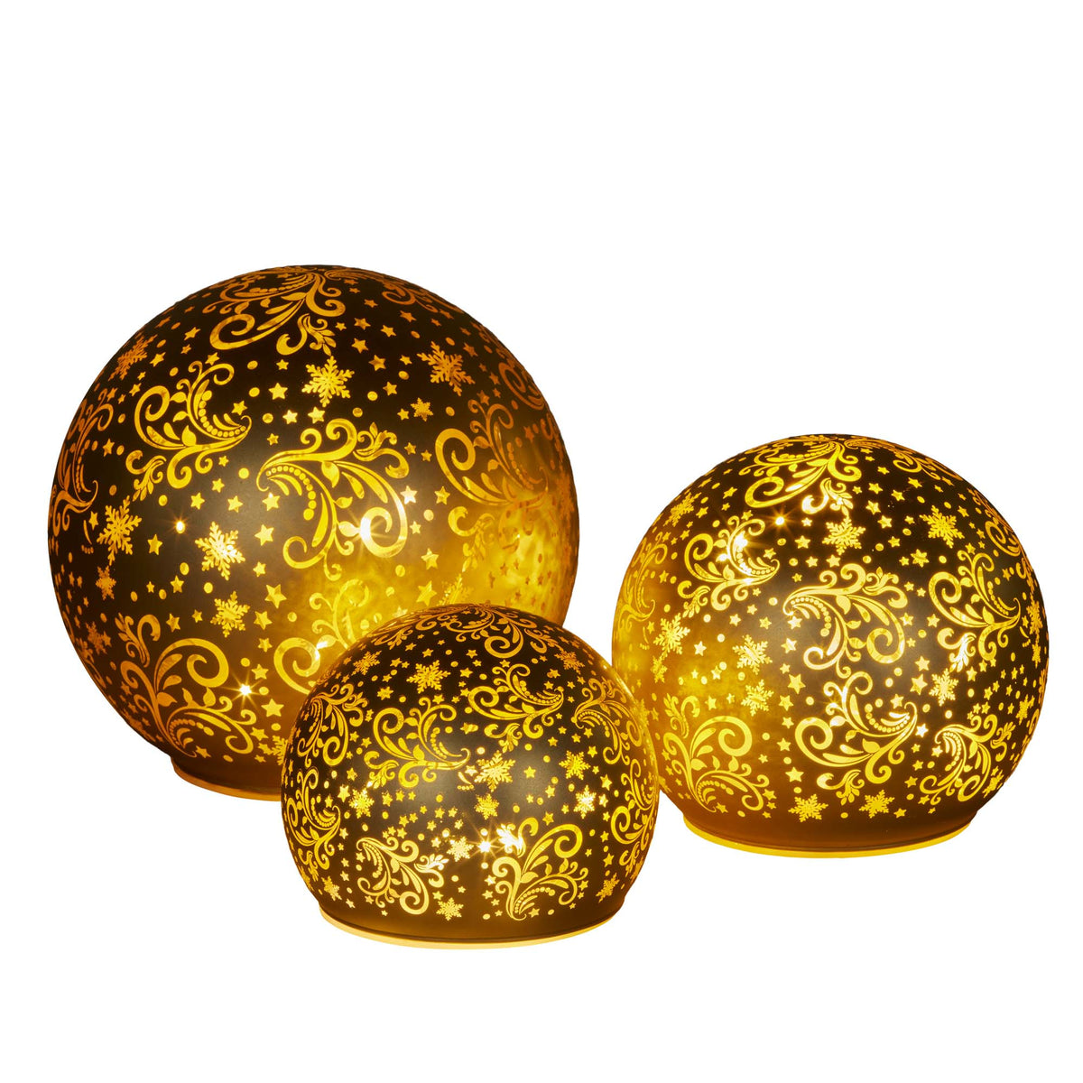 Set of 3 Light Up Spheres Gold