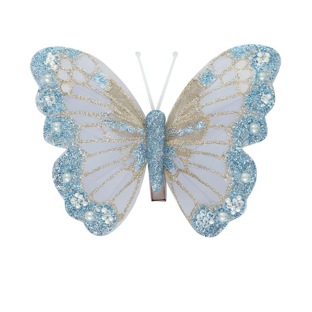 Feather Butterfly Teal Champagne