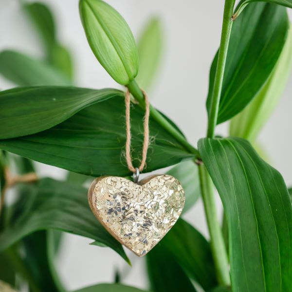 Lucia Wooden Glitter Christmas Ornament - Heart