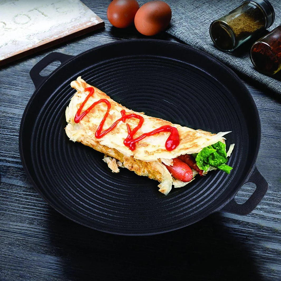 Wildtrak Round Ribbed Cast Iron Plate