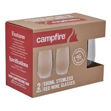 Campfire 590ml Stemless Red Wine Glasses 2Pack