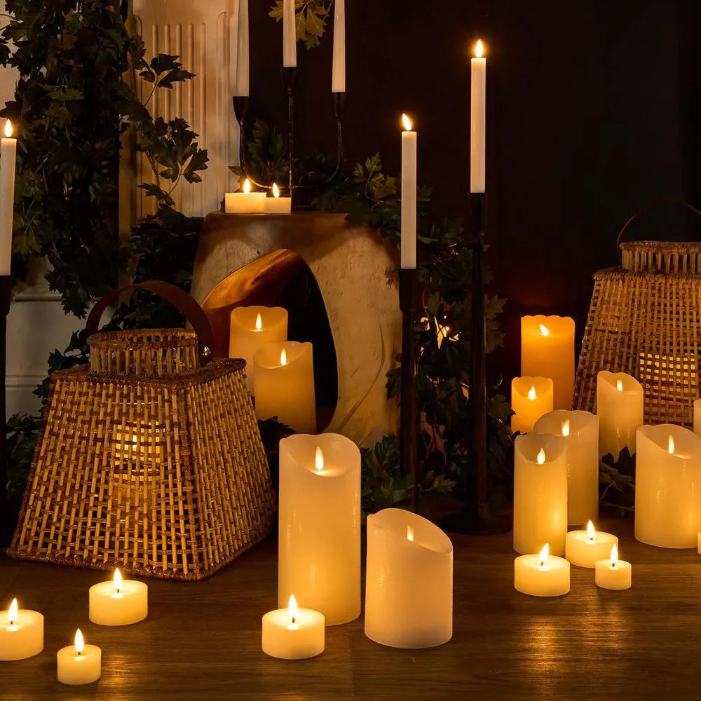 LED Battery Operated Wax Flameless - White 20cm