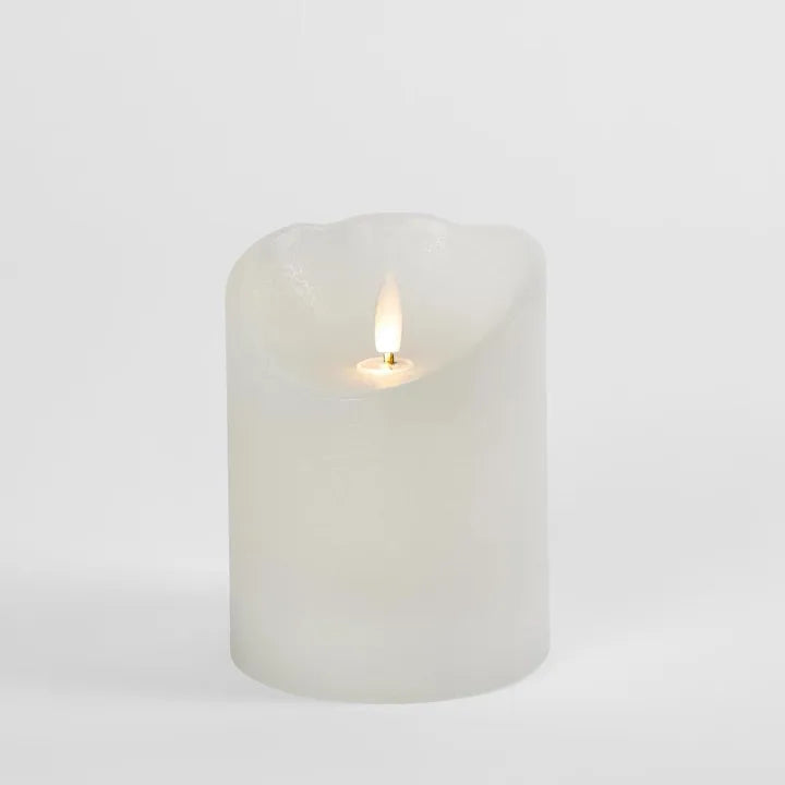 LED Battery Operated Wax Flameless - White 12.5cm