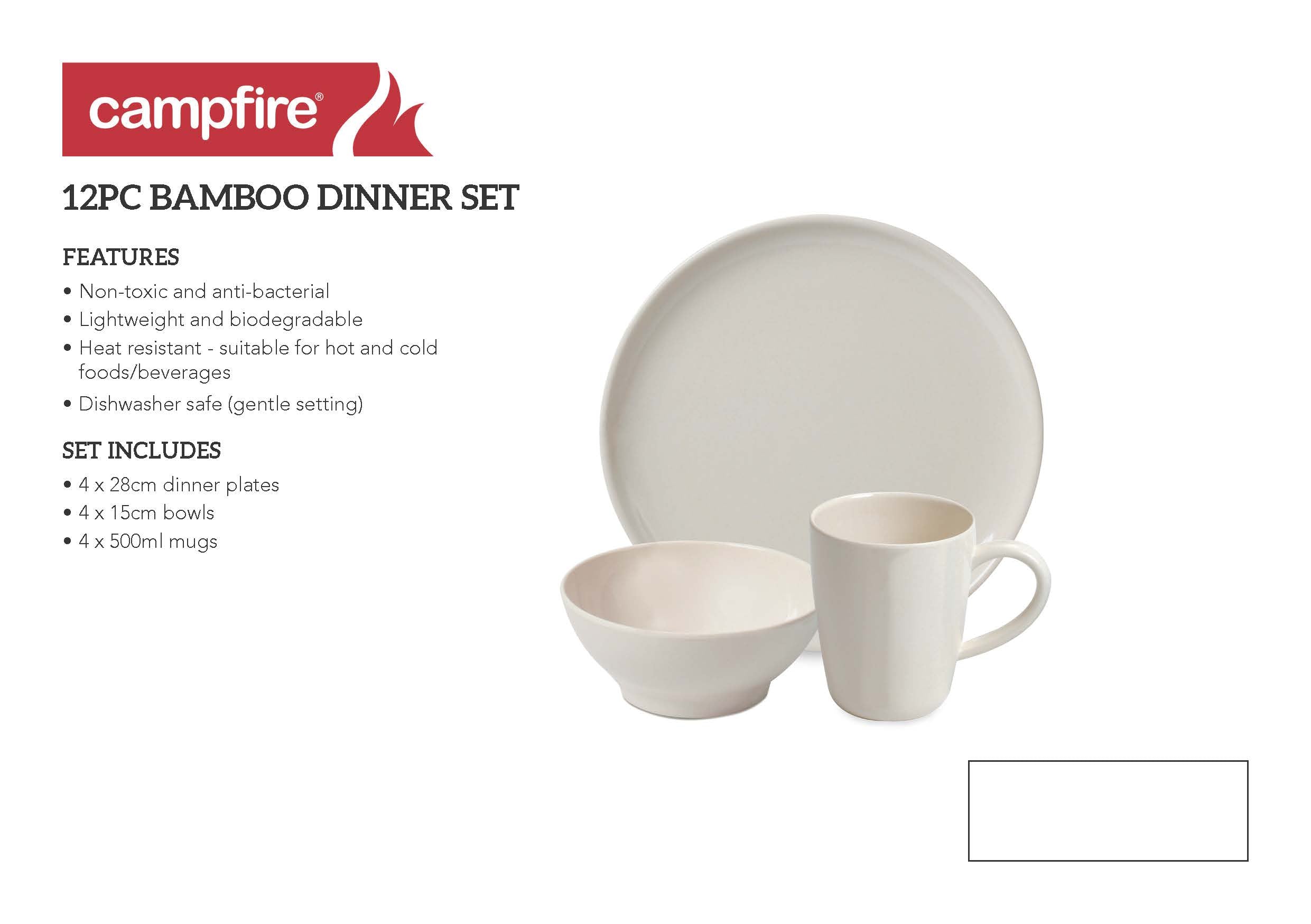 Campfire 12pc Bamboo Set - Cream