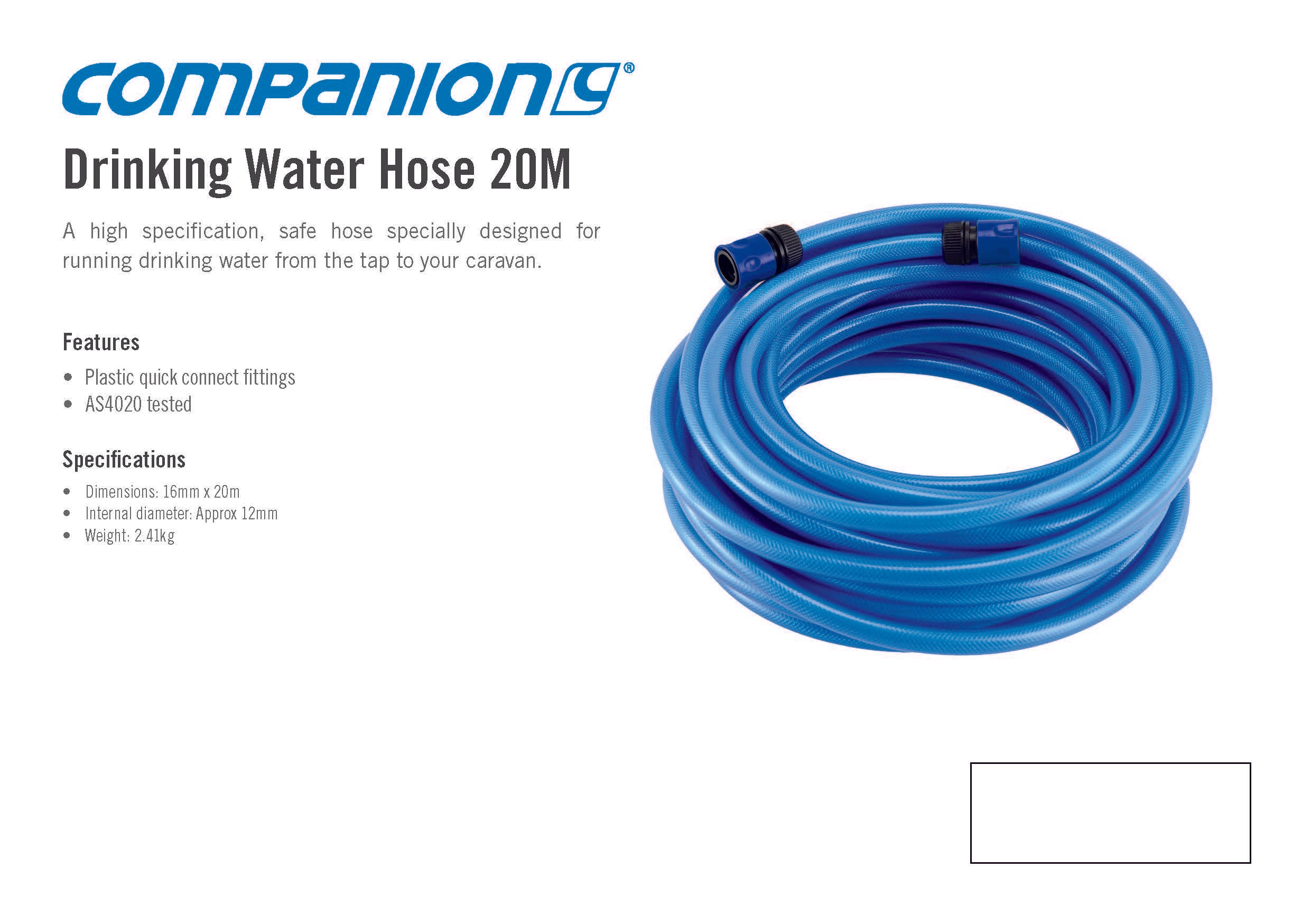 Companion Drinking Water Hose 20m