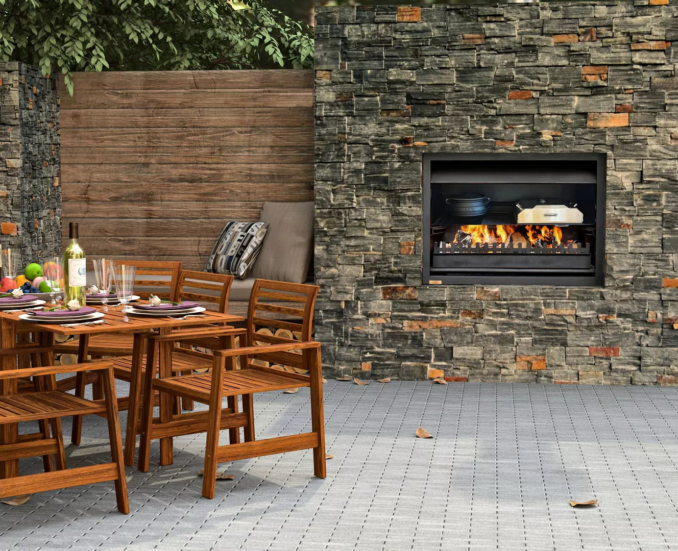 Jetmaster Quadro 1050 Built-in Wood Fired BBQ and Fire Place