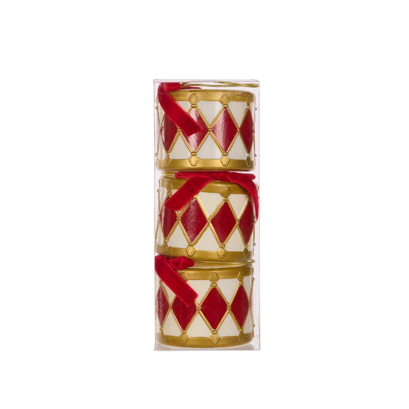 Set/3 Red & White 7cm Hanging Drum