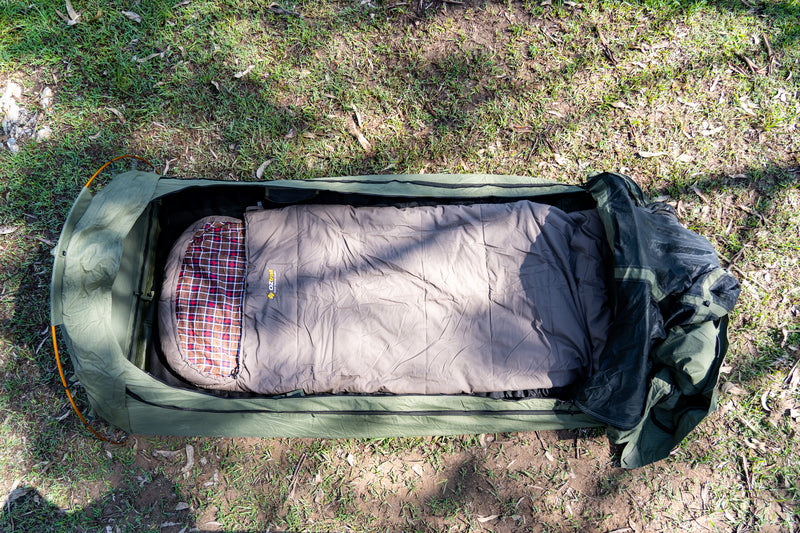 Oztrail Cotton Canvas Jumbo Hooded -7°C Sleeping Bag