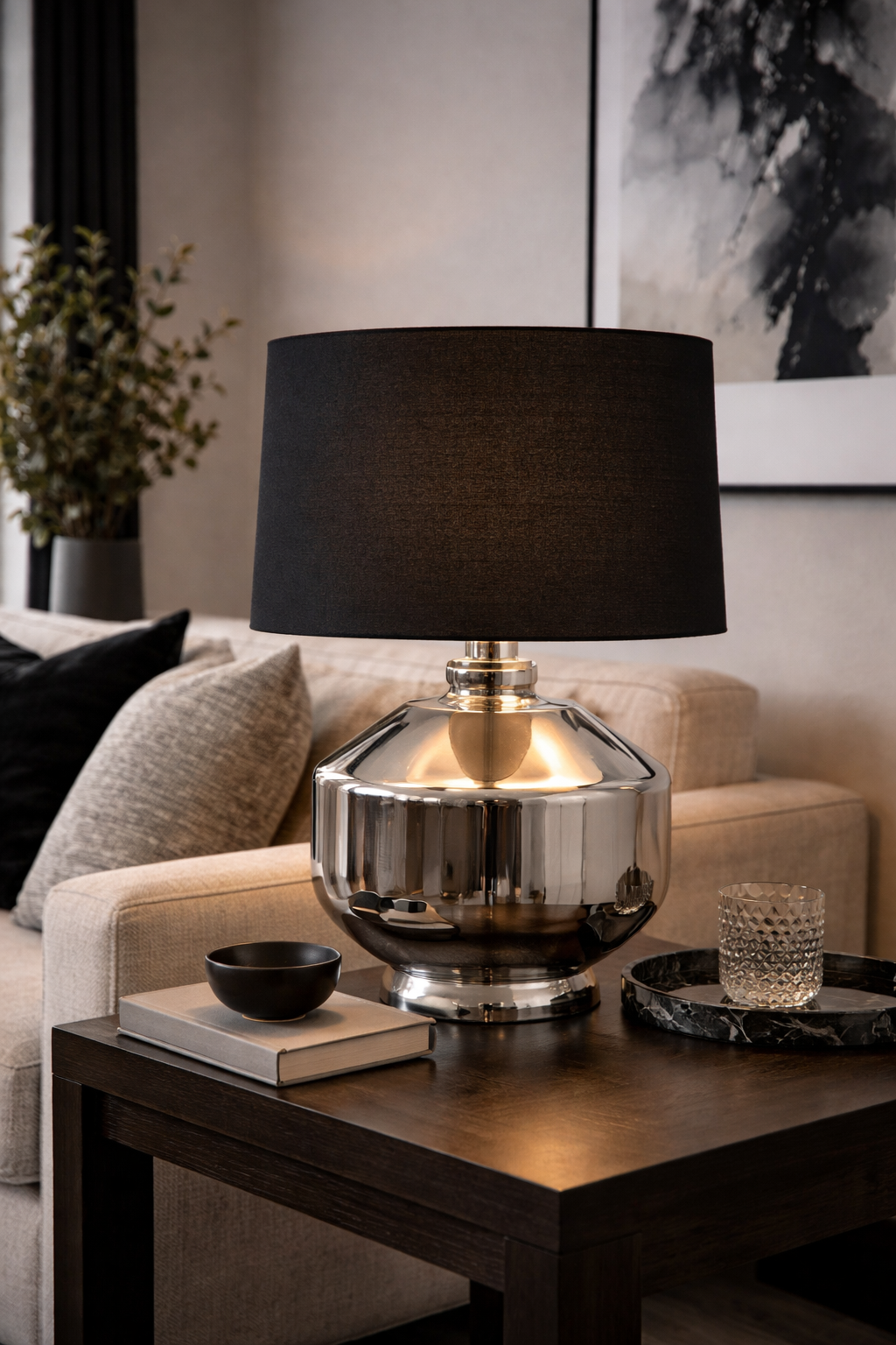 Bloomingdale Platinum Glass Lamp