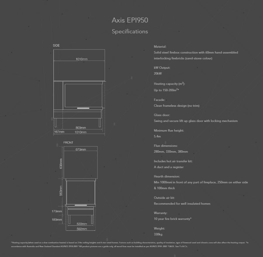 Axis EPI950 Inbuilt Wood Heater