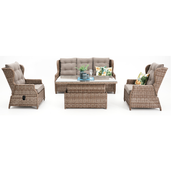 Jasmine Recliner Dining Lounge Setting w Adjustable Table