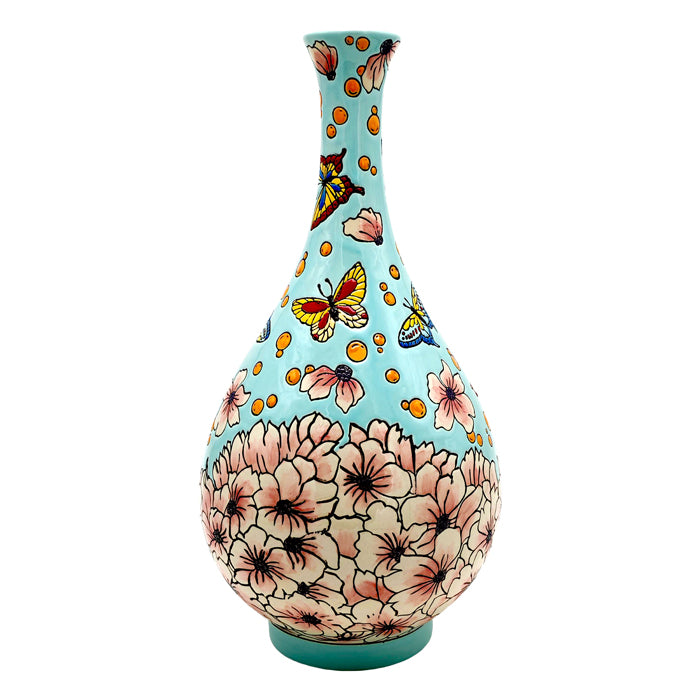 Sky Ceramic Floral Butterfly Urn