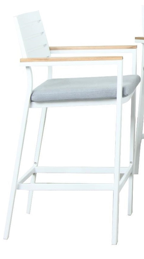 Aluminium Bar Chair with Teak Trim