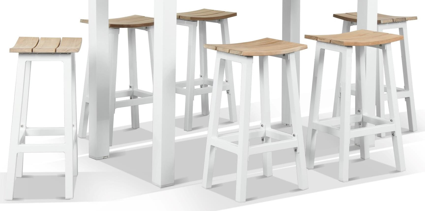 Teak Top Bar Stool (white legs)