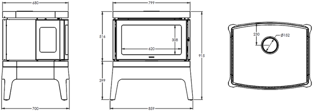 Clean Air Medium Console Wood Heater - Freestanding