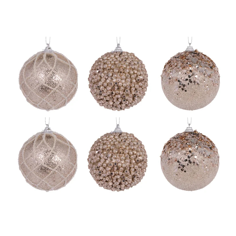 6 Pack Champagne Shatterproof Bauble