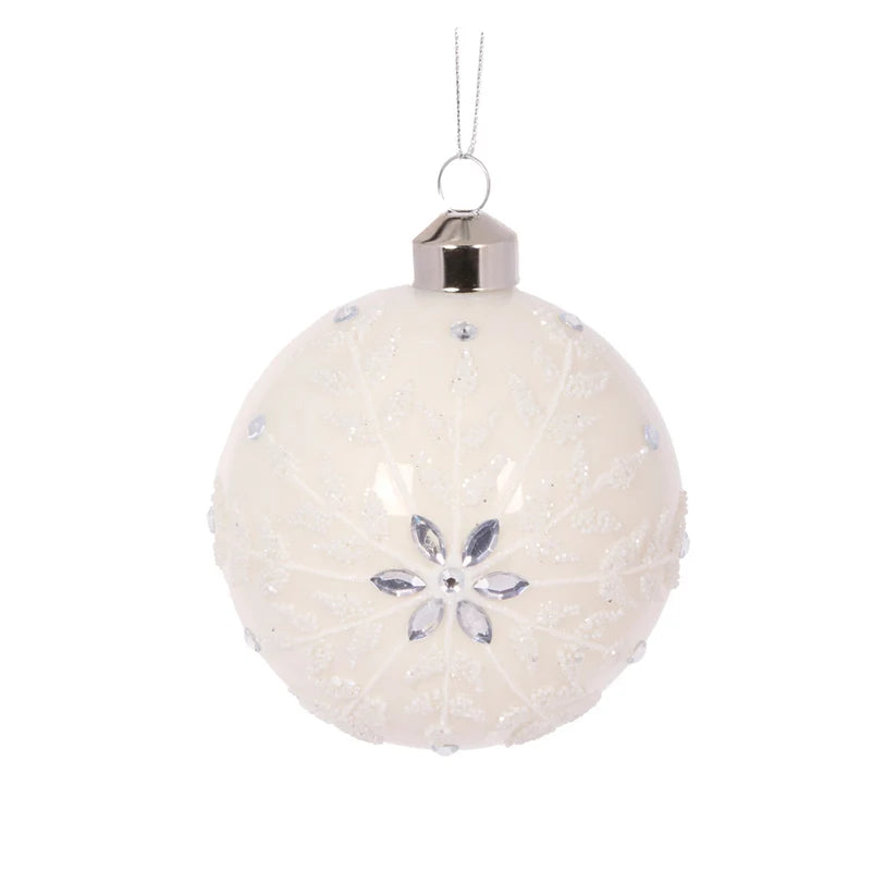 White Beaded Snowflake Bauble