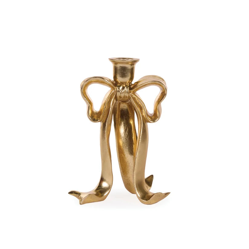 20cm Gilded Bow Candle Holder