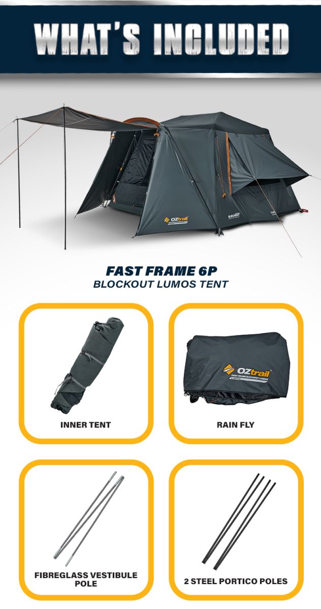 Oztrail Fast Frame Blockout LUMOS 6P Tent - NEW