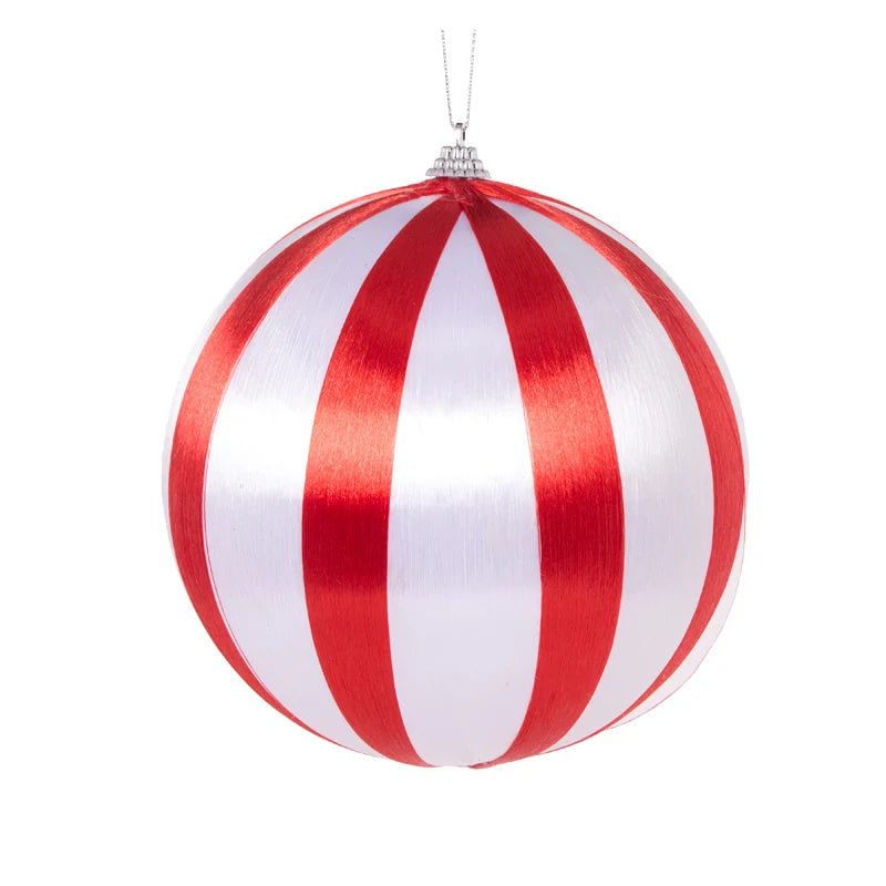 Red & White Striped Silk Bauble
