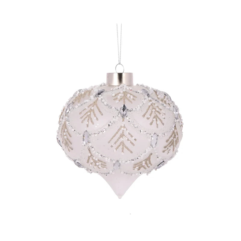 Frosted Fern Pleat Onion Bauble