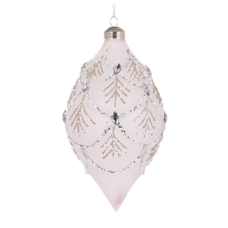 Frosted Fern Pleat Drop Bauble