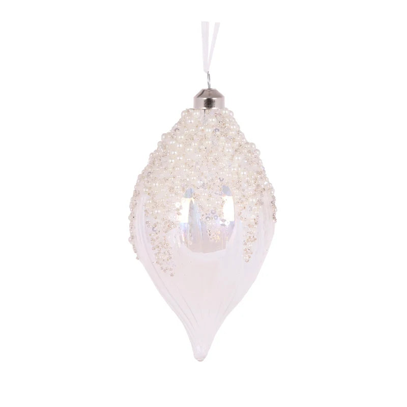 Clear Pearl Topped Drop Bauble