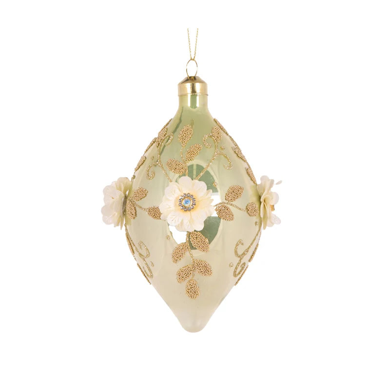 Green Embelished Garden Drop Bauble