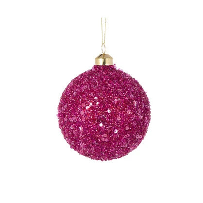 Pink Textured Glitter Bauble