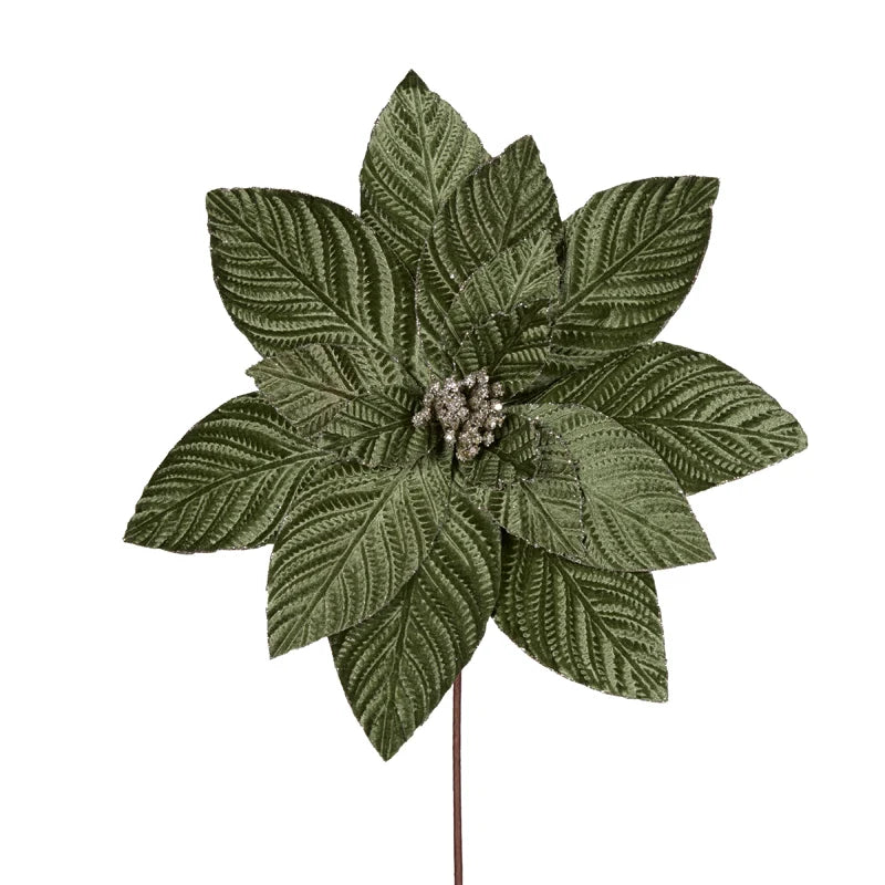 Luxe Mint Velvet Embossed Poinsettia