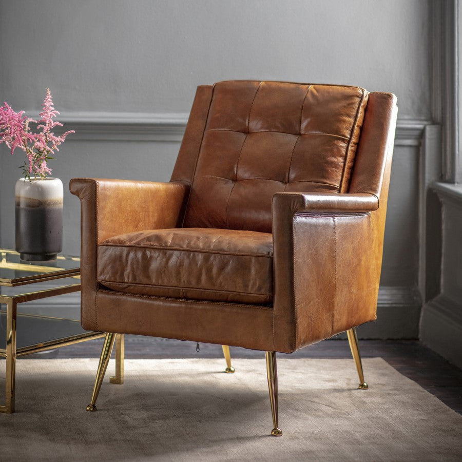 Manero Armchair - Brown Leather