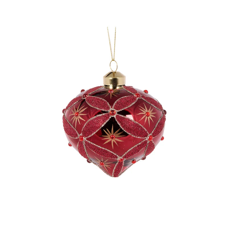 Elaborate Burgundy Twinkle Onion Bauble