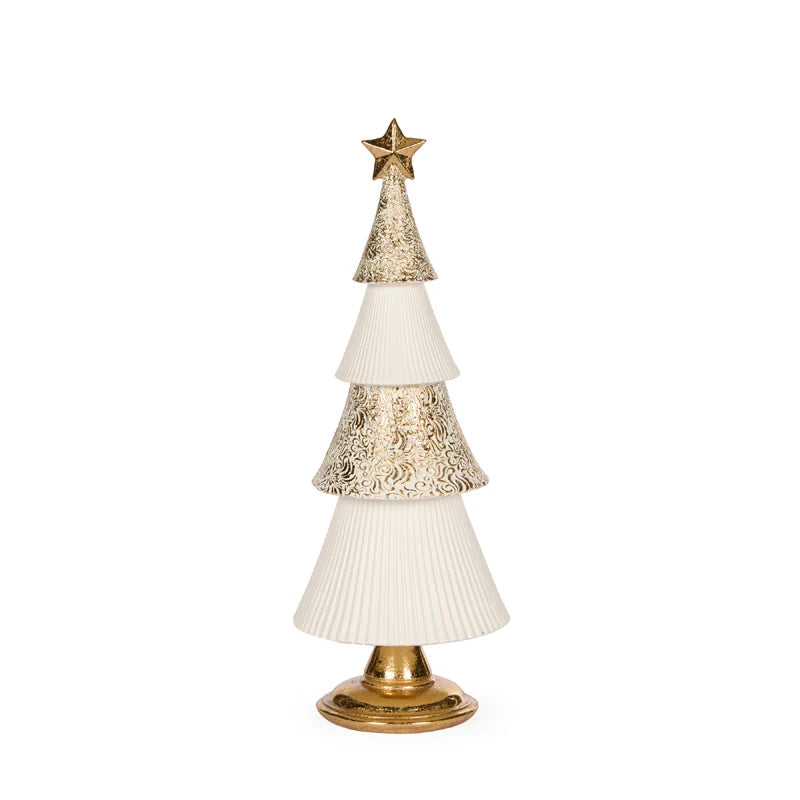 32cm White & Gold Layered Tree