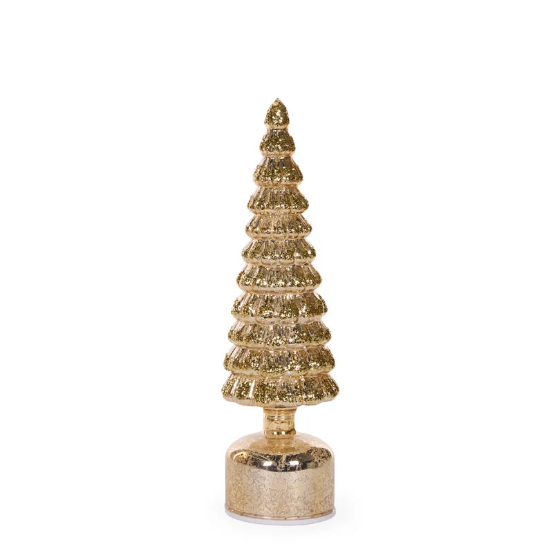 33cm Gold Mercury Glass Rotating LED Tree