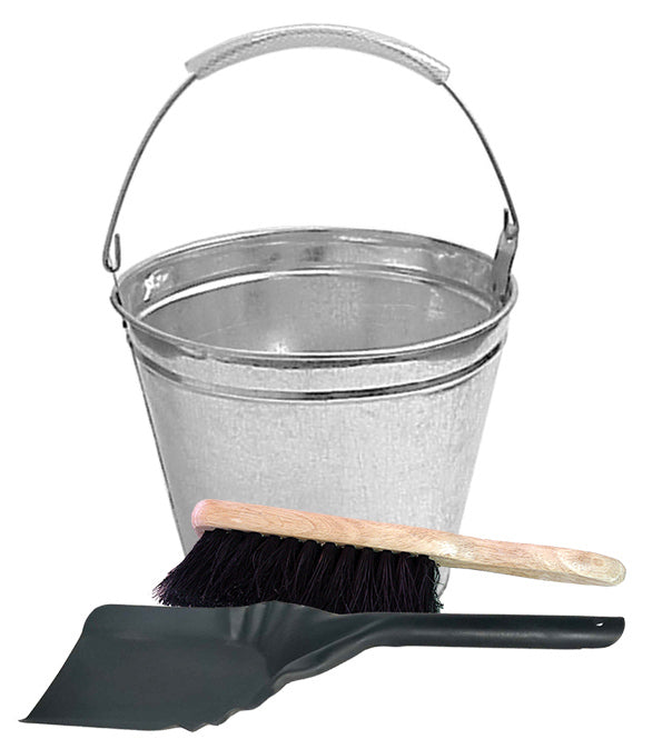 Fire Bucket, Hearth Brush and Spade Set.