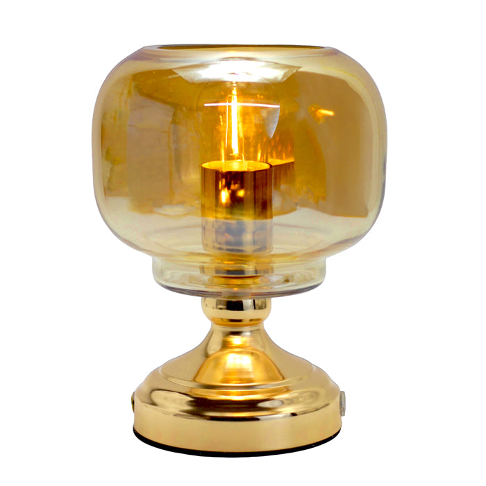Crete Glass LED Lamp – Amber Pedestal