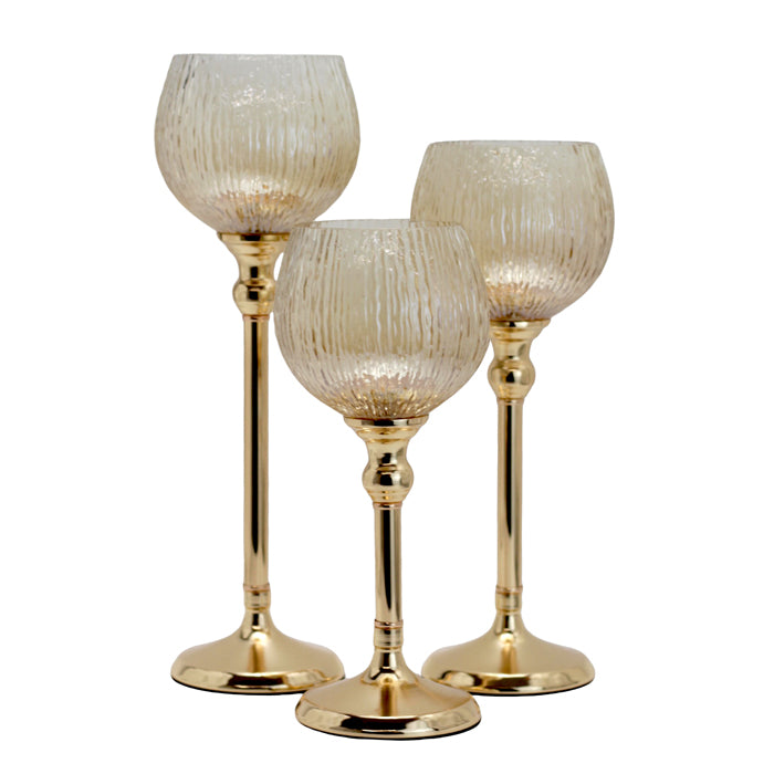 Wales Glass Goblet Amber Set – Set of 3