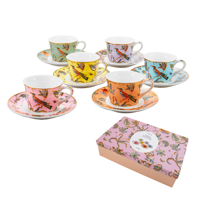 Jubilee Porcelain Teacup & Saucer Set – Set of 6