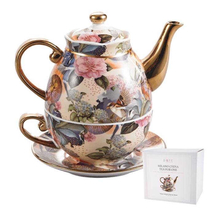 Milano China “Tea for One” Set – Hydrangea