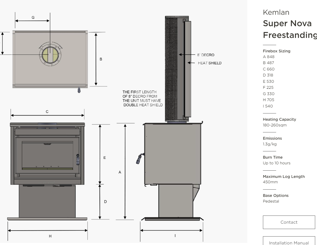 Kemlan Super Nova Free Standing Wood Heater