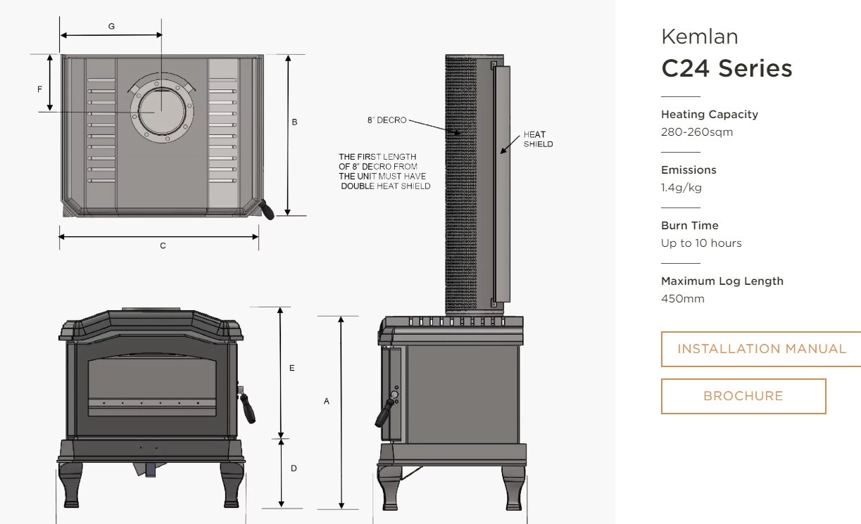 Kemlan C24 Series Freestanding Wood Heater